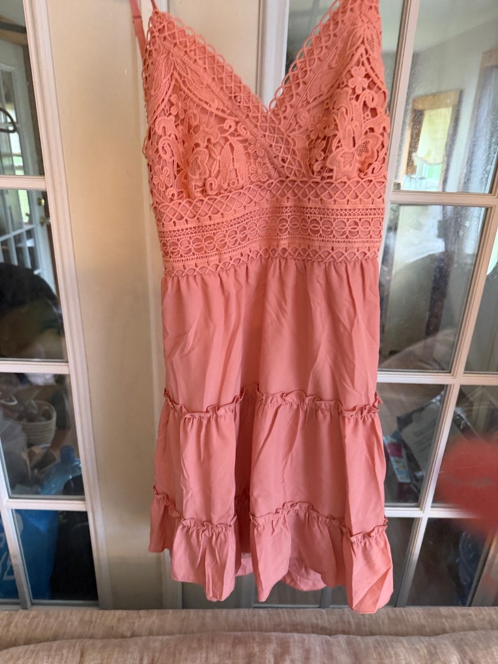 XS Pink Polyester Tiered Dress - Dusty Rose